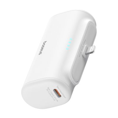 2. Baseus Kompakte 5000mAh 20W Powerbank mit Lightning Anschluss und USB-C-Buchse – Weiß