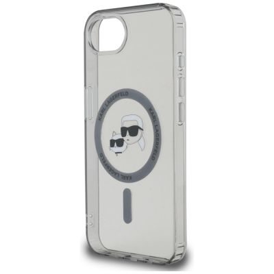 6. Karl Lagerfeld IML Metal Karl & Choupette Heads MagSafe iPhone 16e Hülle - Schwarz