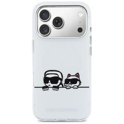 3. Karl Lagerfeld IML Karl & Choupette Peekaboo Logo MagSafe Hülle für iPhone 17 Pro - Weiß