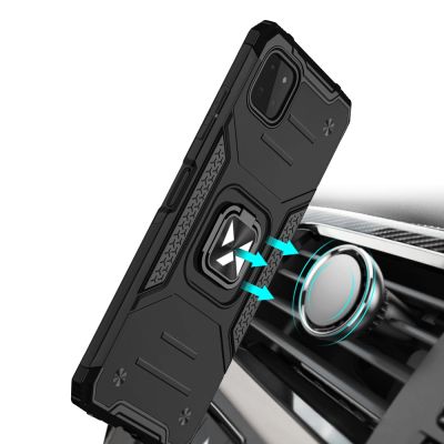 6. Wozinsky Ring Armor robuste Hybrid-Hülle + Magnethalterung für Samsung Galaxy A22 4G rot
