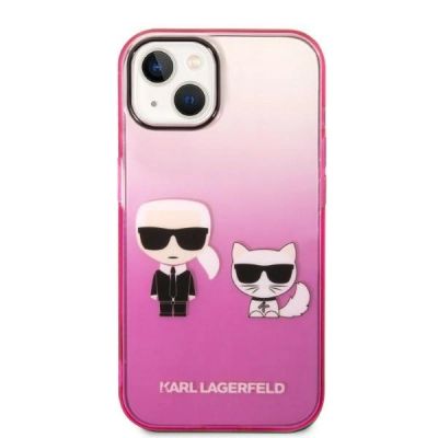 3. Karl Lagerfeld Gradient Ikonik Karl&Choupette Hülle für iPhone 14 Plus - Pink