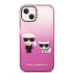 3. Karl Lagerfeld Gradient Ikonik Karl&Choupette Hülle für iPhone 14 Plus - Pink