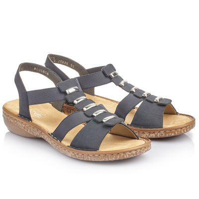 4. Bequeme Damen-Sandalen zum Hineinschlüpfen mit elastischen Riemen Rieker 62850-14