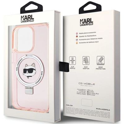 8. Karl Lagerfeld KLHMP15XHMRSCHP iPhone 15 Pro Max 6,7" rosa/rosa Hardcase Ringständer Choupette Head MagSafe