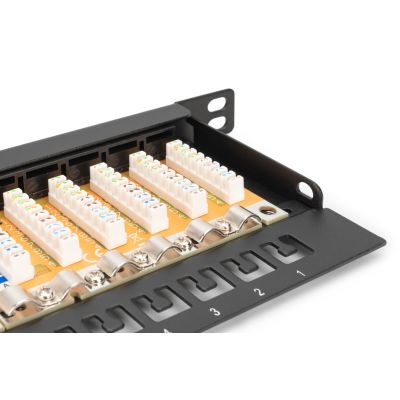 11. Digitus High-Density-Patchpanel 19" 24 x RJ45, LSA horizontal, Kat. 6, ungeschirmt, 0,5 HE, schwarz, Kabelführung
