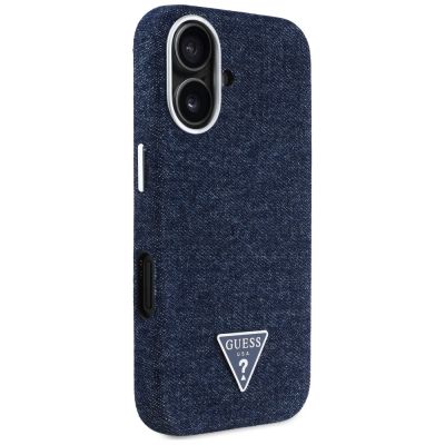 4. Guess Denim Triangle Logo MagSafe iPhone 16 Hülle - Blau