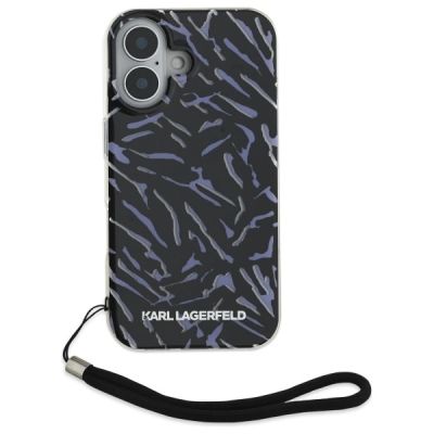 2. Karl Lagerfeld Zebra mit Kordelhülle für iPhone 16 Plus – Lila