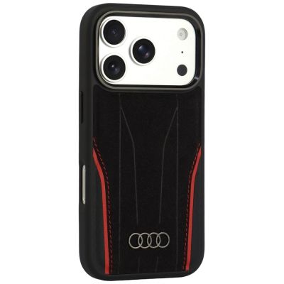 2. Audi R8 Echtleder MagSafe Hülle für iPhone 18 Pro / 17 Pro – Schwarz und Rot