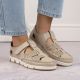 24. Rieker W RKR651 beige Leder Klettverschluss durchbrochene Schuhe