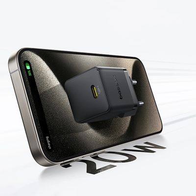 10. Baseus Palm 1C 20W Wandladegerät (mit Baseus Mini White USB-C 60W (20V/3A) 1m Kabel) - Schwarz
