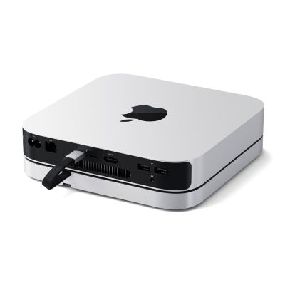 3. Satechi Stand & Hub – Ständer und Hub für Mac Mini/Studio (USB-C 3.2, USB-A 3.2, 2x USB-A 3.0, 3,5-mm-Klinkenbuchse, Micro-/SD-Anschluss, NVMe/M.2 SATA SSD)
