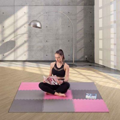 4. Multipack One Fitness MP10 Puzzlematte rosa und grau 9 Stück 10 mm