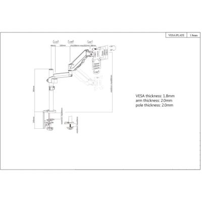 MANHATTAN Monitorhalterung für 17-32" LCD 8kg Schreibtisch Gasdrehgelenk