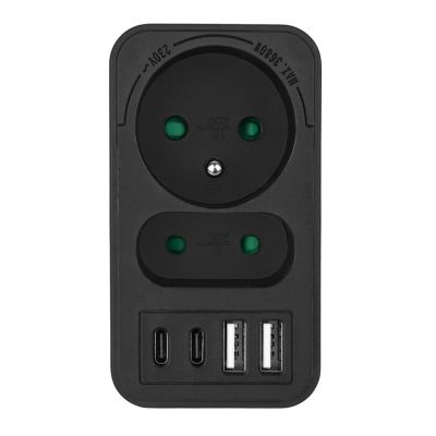 10. MACLEAN Steckdosenleiste x2 + 4xUSB, Verteiler mit 2 Steckdosen, 2xUSB-A, 2xUSB-C PD 20W, 1x16A + 1x6A MCE249 F/B