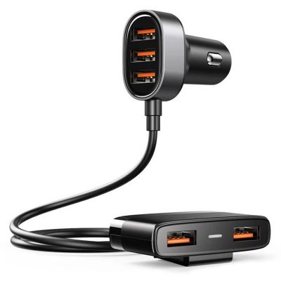 Joyroom Auto-Schnellladegerät 5x USB 6.2 A mit Verlängerungskabel schwarz (JR-CL03)