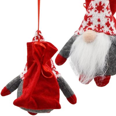 8. Dekorativer Weihnachtsmann mit Geschenktüte, 15 cm, grau