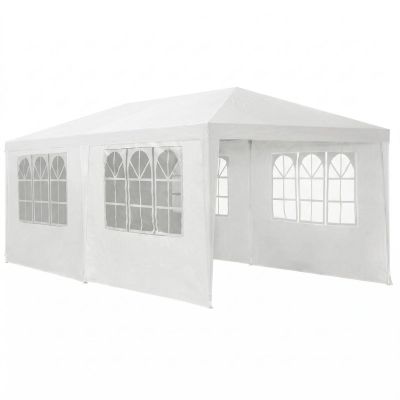 29. Gartenpavillon Cateringzelt PE 6x3M + 6 Wände weiß