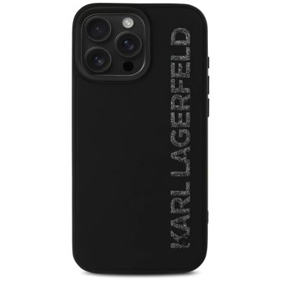 3. Karl Lagerfeld HC 3D Rubber Elongated Glitter iPhone 16 Pro Hülle - Schwarz