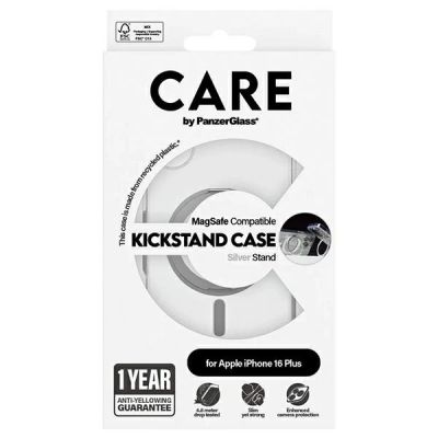 4. CARE by PanzerGlass Feature Kickstand Case mit MagSafe für iPhone 16 Plus – Silber