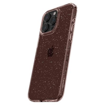9. Spigen Liquid Crystal Glitter Hülle für iPhone 15 Pro Max – rosa und transparent