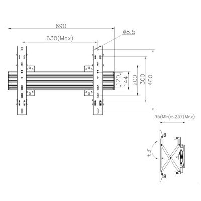 5. Equip Wandhalterung 32"-65"/30kg 1TFT 1Gelenk Push-In-Pop Schwarz