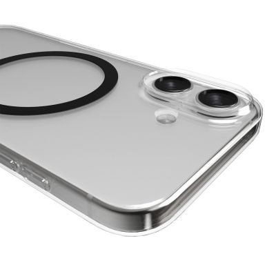 5. Puro Lite Mag TPU+PC Hülle kompatibel mit MagSafe für iPhone 17 - Transparent mit schwarzem Ring