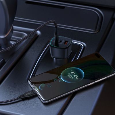7. Acefast B18 200W Autoladegerät 2x USB-C + USB-A - Schwarz