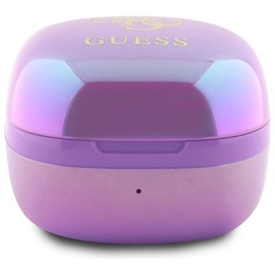3. Guess 4G Bluetooth TWS-Kopfhörer mit aufgedrucktem Logo + Dockingstation, Violett