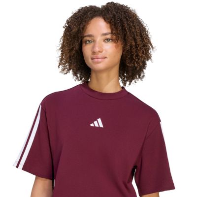 4. Damen-T-Shirt adidas Essentials 3-Stripes Boyfriend in Bordeaux KF6287