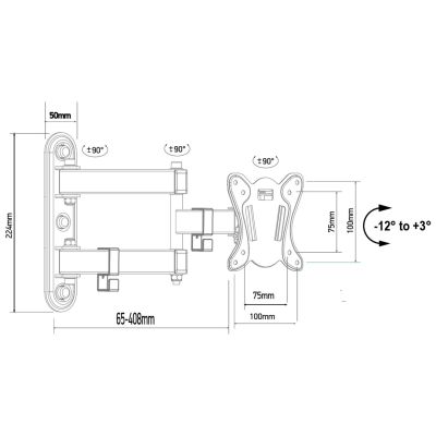 3. MACLEAN Wandhalterung für Fernseher oder Monitor, max. VESA 100x100, 13-32", 30 kg, Schwarz, MC-417