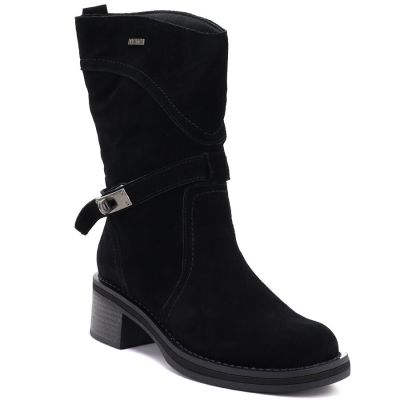 Schwarze, hohe Stiefeletten aus Leder für Damen, Big Star UU274608