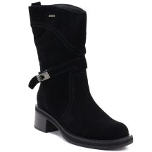 Schwarze, hohe Stiefeletten aus Leder für Damen, Big Star UU274608