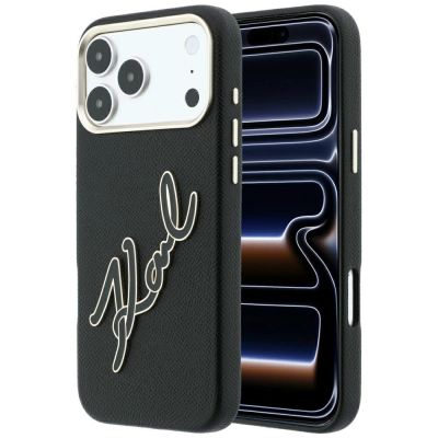 Karl Lagerfeld Schutzhülle mit großem, glattem Harz-Logo für iPhone 18 Pro Max / 17 Pro Max – Schwarz