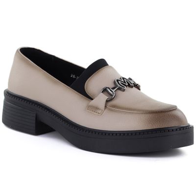Damen-Lederslipper mit dicken Sohlen, beige Vinceza 39985