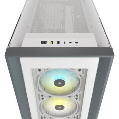 6. Corsair iCUE 5000X RGB Mid-Tower ATX Gehäuse mit Seitenwand aus gehärtetem Glas, Weiß (CC-9011213-WW)