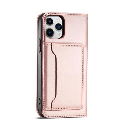 4. Magnetkartenhülle für iPhone 12 Pro Max Tasche Kartenetui Kartenhalter Pink