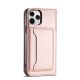 4. Magnetkartenhülle für iPhone 12 Pro Max Tasche Kartenetui Kartenhalter Pink