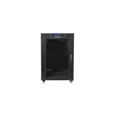 3. LANBERG Standschrank 19" 15U 600X800 Glastür LCD Schwarz FF01-6815-12BL (Flachverpackung)