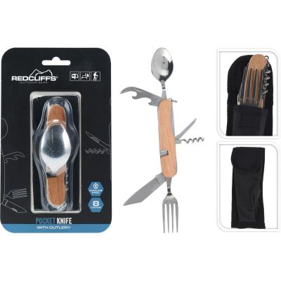 6. Überlebensset, Touristen-Taschenmesser 8in1, Holz