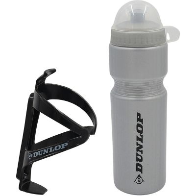 9. DUNLOP 750ML FAHRRADTRINKFLASCHE MIT KÄFIG SILBER