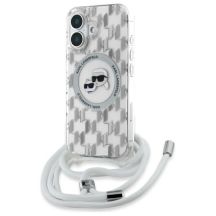 Karl Lagerfeld IML Crossbody Monogram Karl & Choupette Head MagSafe-Hülle für iPhone 16 – transparent