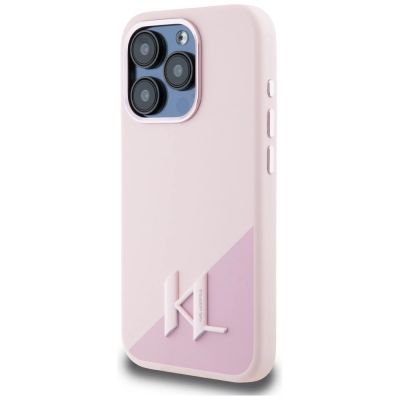 2. Karl Lagerfeld Silicone Shadow Metal Initial MagSafe Case für iPhone 15 Pro Max rosa