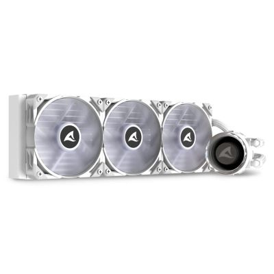 8. Sharkoon S90 All-in-One-Flüssigkeitskühler für Prozessoren, 12 cm, Weiß, 1 Stück