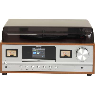 2. Denver MRD-52 Retro-Stereoanlage mit Plattenspieler aus hellem Holz