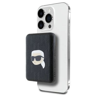 Karl Lagerfeld Induktions-Powerbank KLPB5FPGKSKIHK 16W 5000mAh schwarz/schwarz Karl Head Pin MagSafe