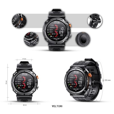 13. VELTORI VT130-1 Smartwatch Schwarzes Silikonarmband