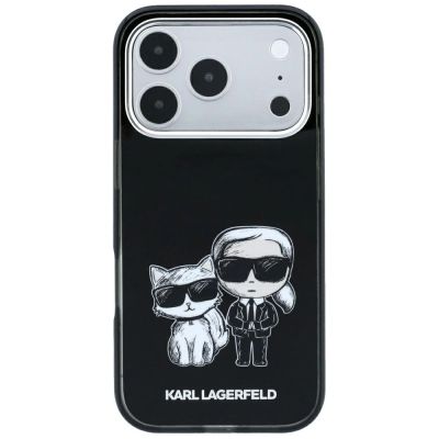3. Karl Lagerfeld Smooth Karl & Choupette Bodies Sketch MagSafe Hülle für iPhone 18 Pro / 17 Pro - Schwarz