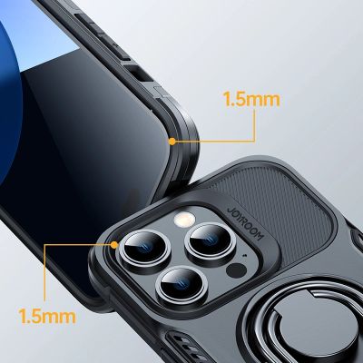 3. Joyroom Dual Hinge Case für iPhone 14 Pro gepanzerte Hülle mit Ständer und Ringhalter schwarz
