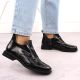 10. Damen-Lackleder-Stiefeletten in Kroko-Optik mit Zierelement, schwarz, Filippo DBT6425