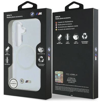 8. BMW IML Stoßfeste MagSafe-Hülle mit Metalllogo für Samsung Galaxy S26 – Transparent